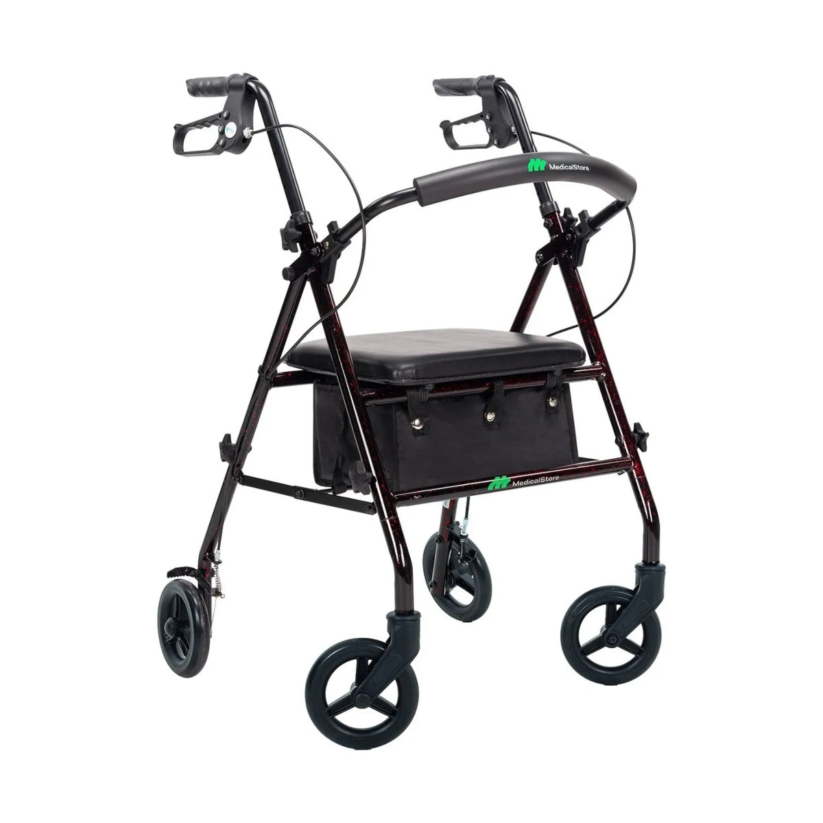 Andadera ortopédica rollator con estructura de acero resistente y diseño todoterreno