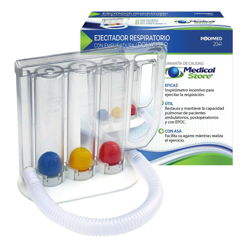 Inspirómetro Ejercitador Pulmonar Respiratorio con Asa Ergonómica Filtro de Aire y Diseño Desarmable para Limpieza Gimnasia Respiratoria Segura