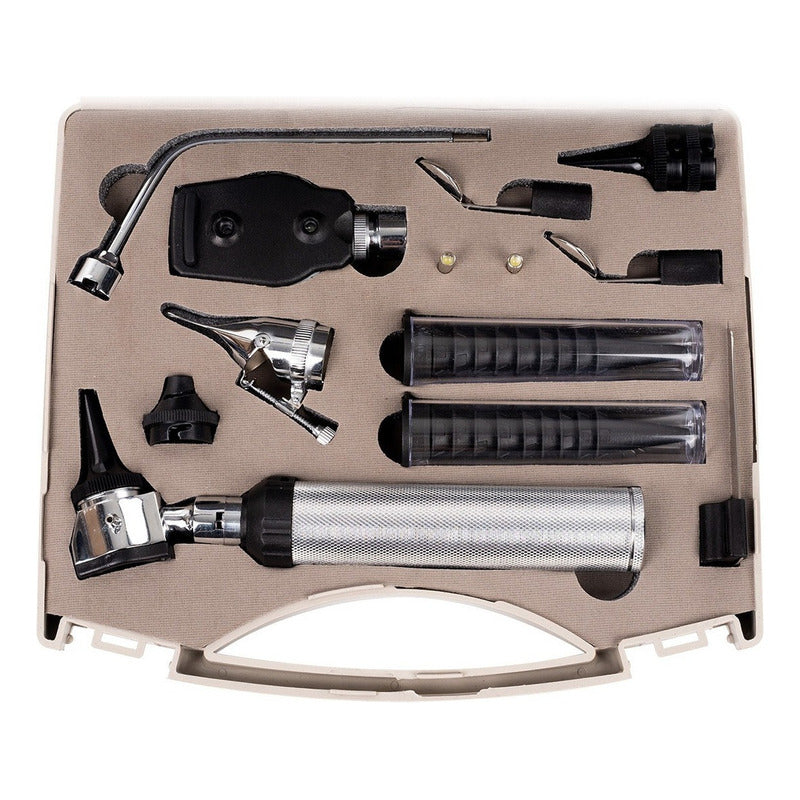 Kit Estuche De Diagnostico Oftalmoscopio Otoscopio Luz Led Ideal para consultorios y estudiantes. Incluye accesorios completos y estuche portátil.