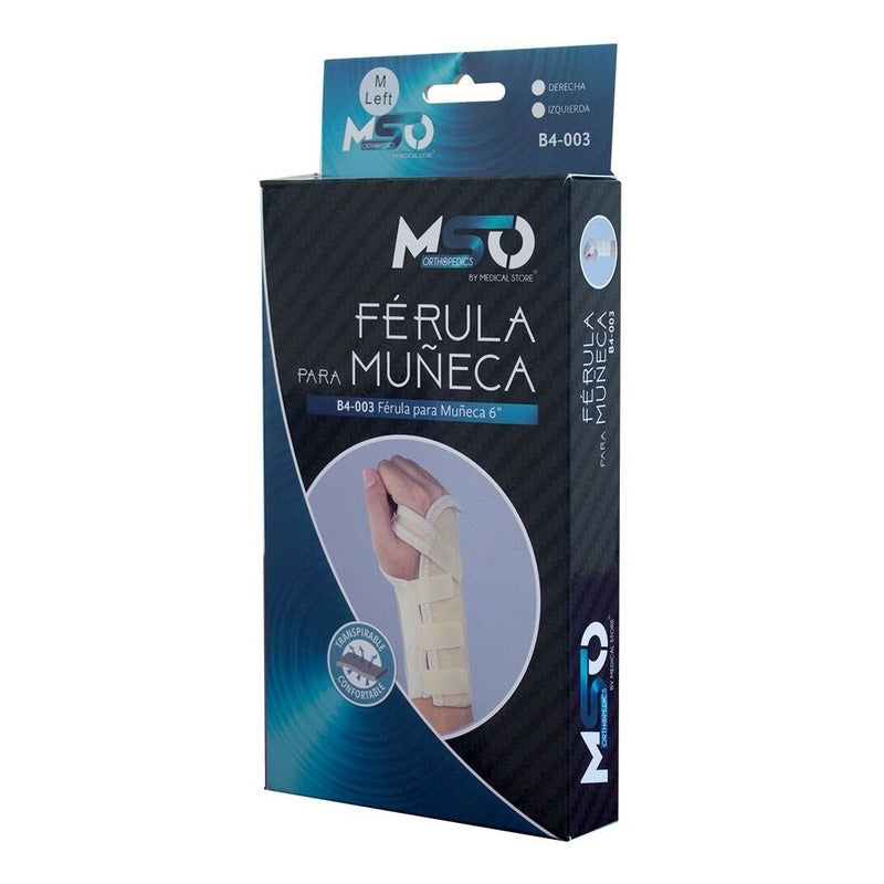 Ortesis Muñequera MSO con Férula Anatómica Ajustable Soporte Profesional Rehabilitación Muscular Postoperatorio Dolor y Túnel Carpiano