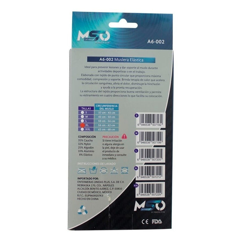 Muslera Ortopédica Elástica Respirable MSO Soporte de Muslo Deportivo Compresivo para Dolor y Rehabilitación