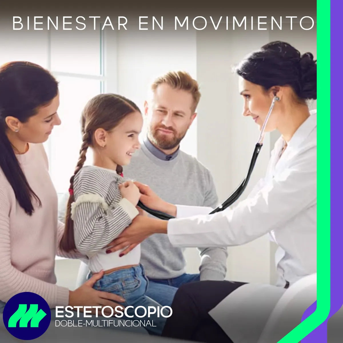 Estetoscopio Médico Contec SC32 Doble Campana Adulto y Pediátrico Tubo Doble PVC Alta Sensibilidad Diagnóstico Clínico Preciso