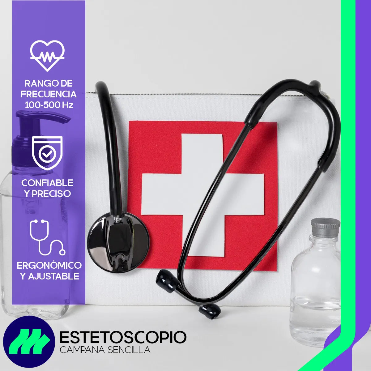 Estetoscopio Médico Contec SC12 Campana Sencilla Ergonomía Profesional Alta Sensibilidad Acústica Uso Clínico en Hospitales y Clínicas