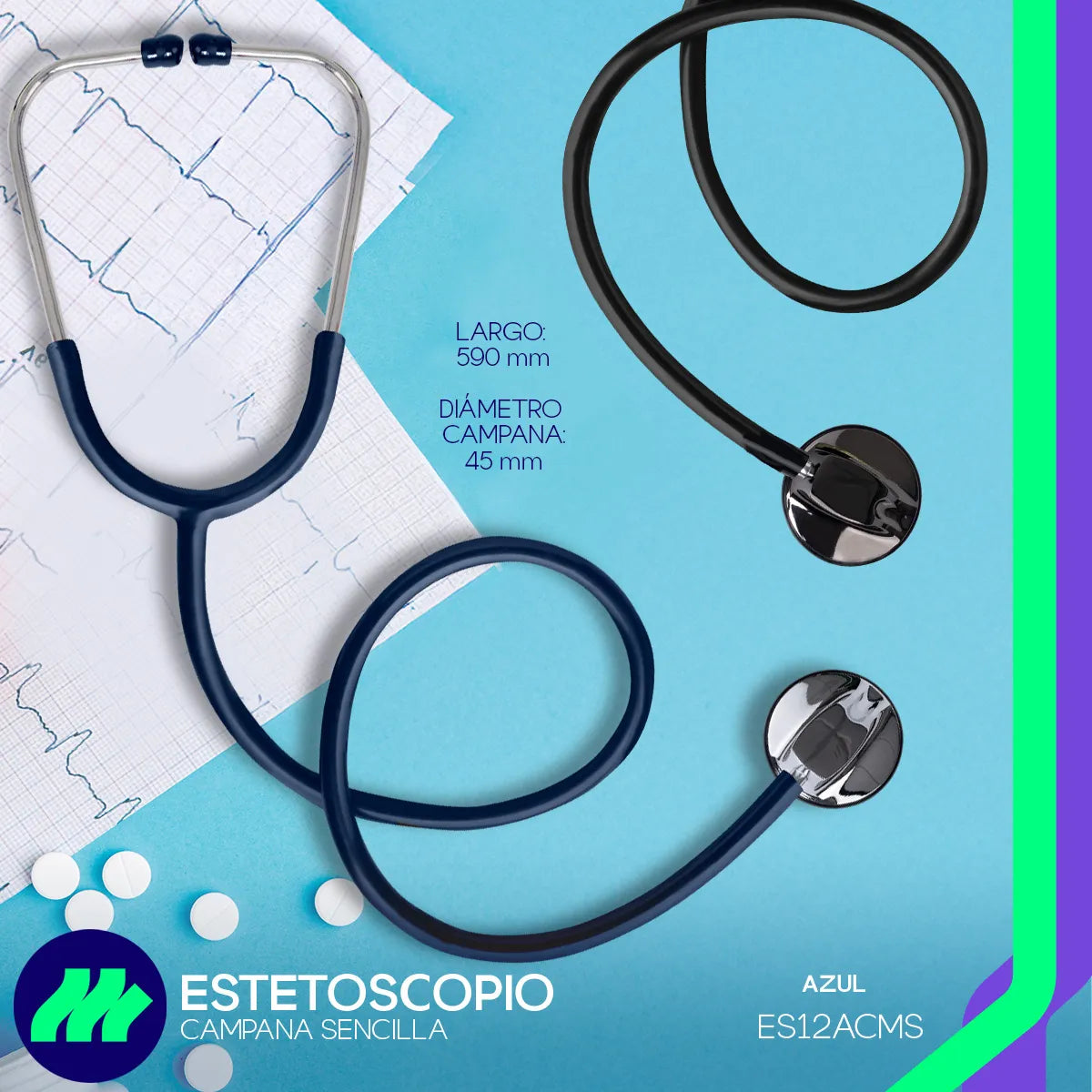Estetoscopio Médico Contec SC12 Campana Sencilla Ergonomía Profesional Alta Sensibilidad Acústica Uso Clínico en Hospitales y Clínicas