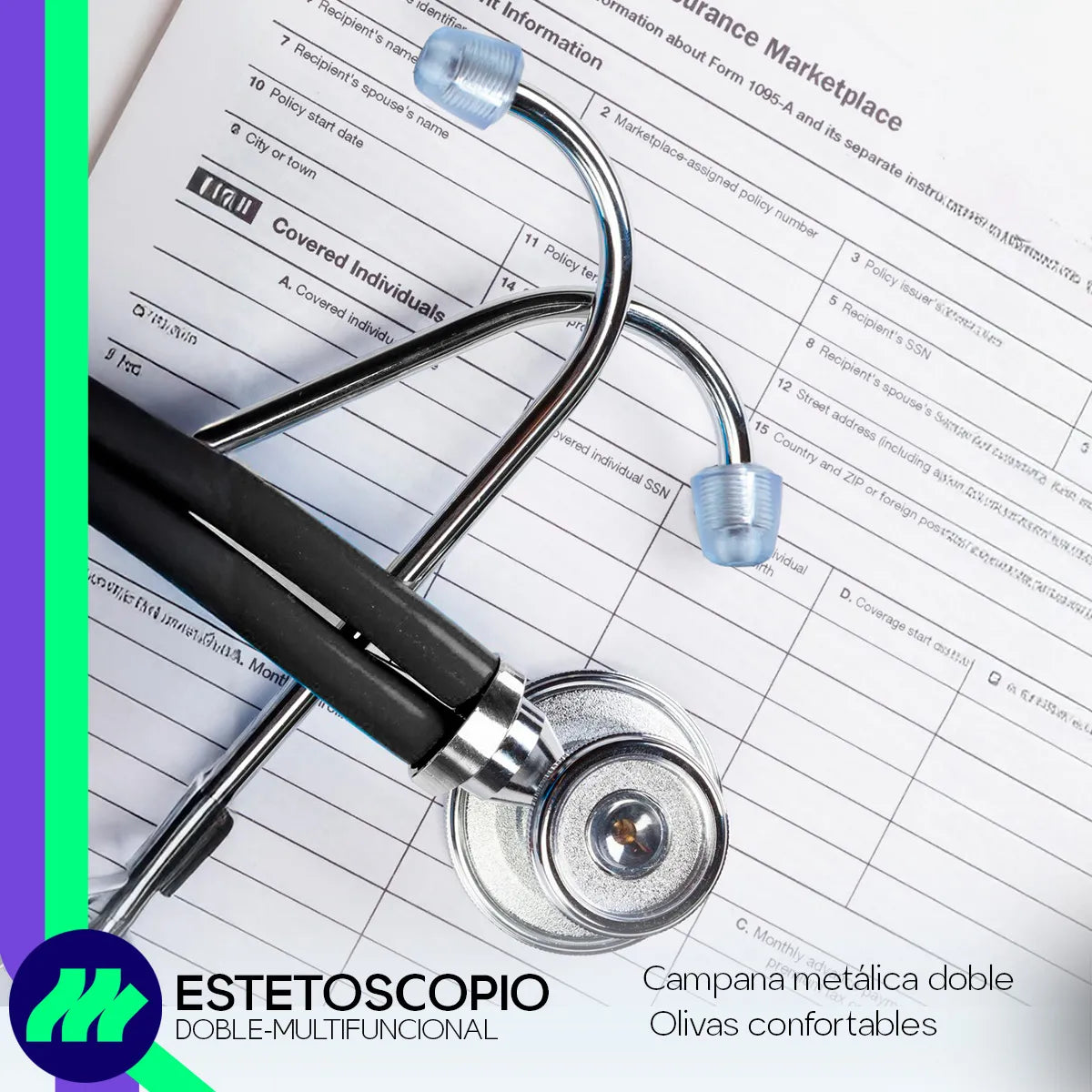 Estetoscopio Médico Contec SC32 Doble Campana Adulto y Pediátrico Tubo Doble PVC Alta Sensibilidad Diagnóstico Clínico Preciso