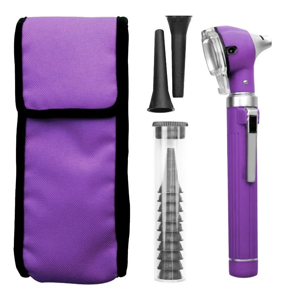 Otoscopio Grado Médico Mediglob con Luz LED Blanca 4000K Lupa Rotatoria 3x Estuche y Espéculos de Diagnóstico Clip ON/OFF