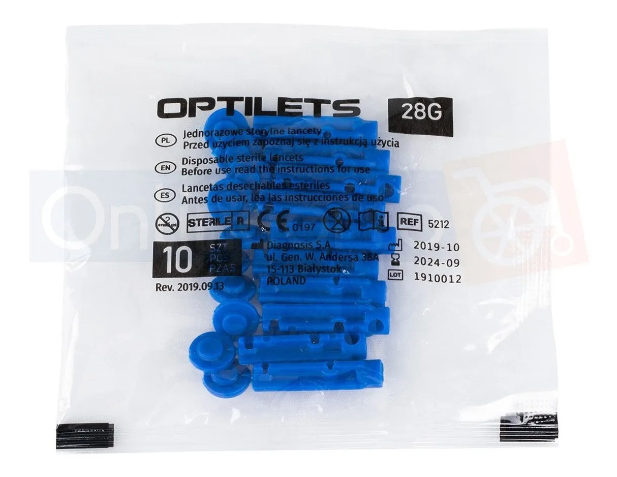 Lancetas Para Medición de Glucosa Optilets Caja 50 Piezas Compatible Glucómetro Abra Desechables y de Uso Único Seguras, Higiénicas y Precisas para Diabetes