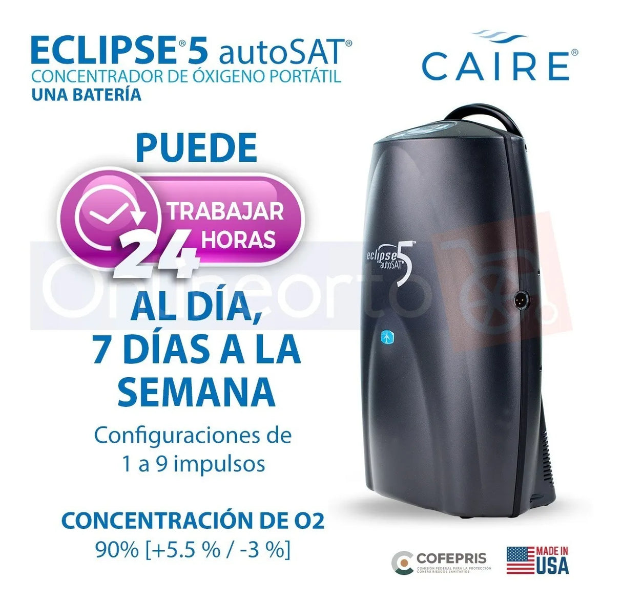 Concentrador de Oxígeno Portátil Sequal Eclipse Hibrido 1 bateria