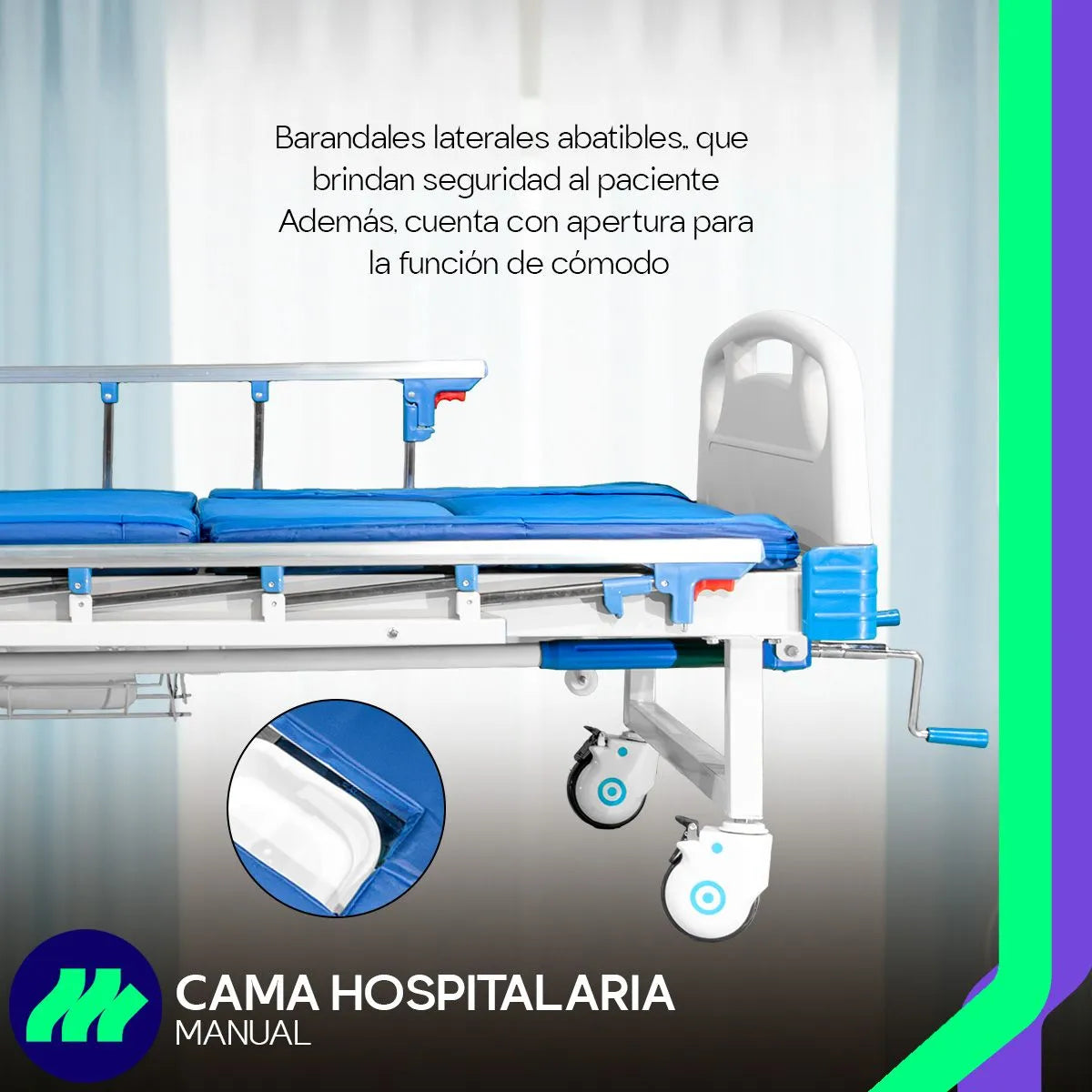 Porta suero telescópico con cuatro ganchos, perfecto para terapias intravenosas y equipos médicos adicionales.