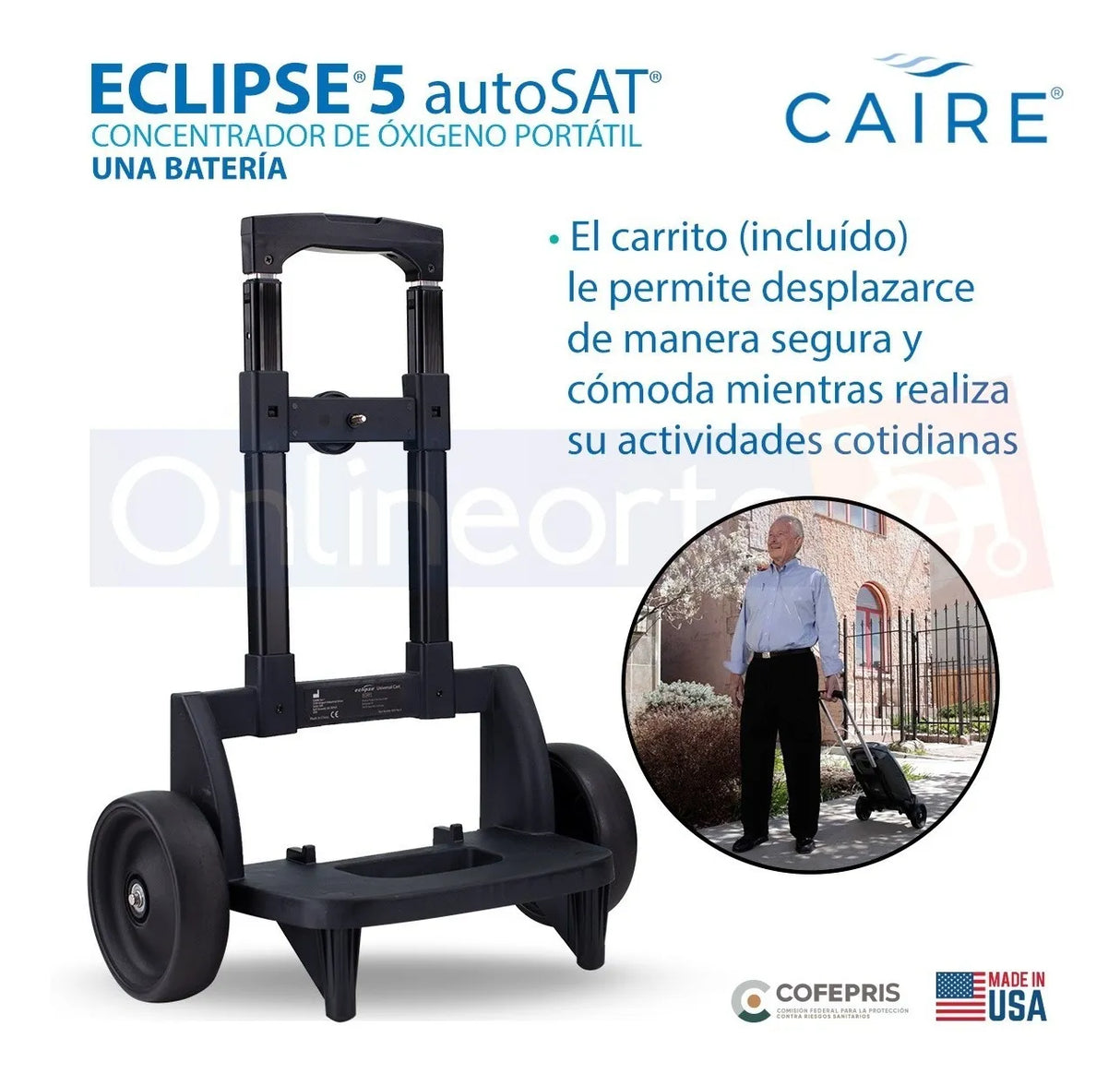 Concentrador de Oxígeno Portátil Sequal Eclipse Hibrido 1 bateria
