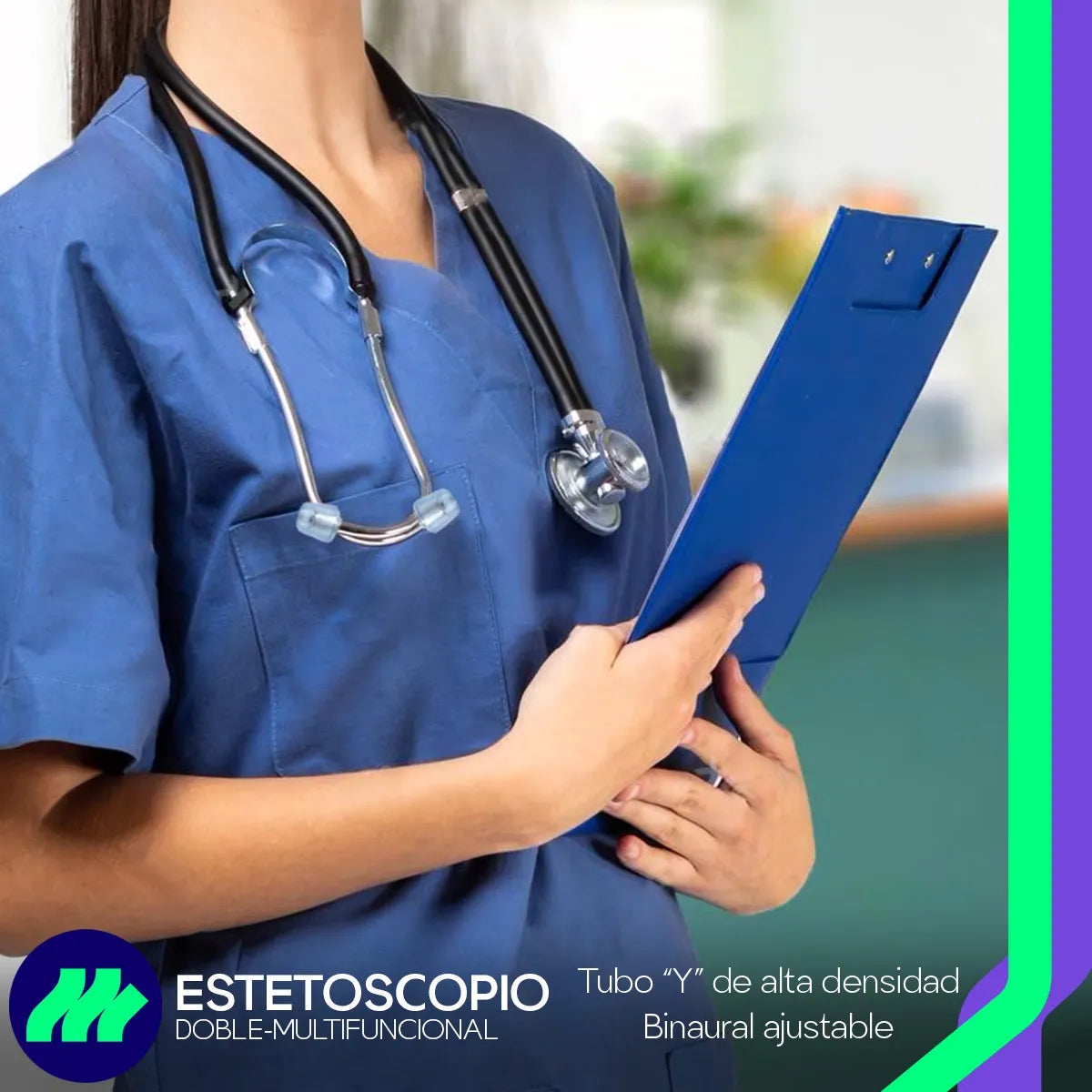 Estetoscopio Médico Contec SC32 Doble Campana Adulto y Pediátrico Tubo Doble PVC Alta Sensibilidad Diagnóstico Clínico Preciso