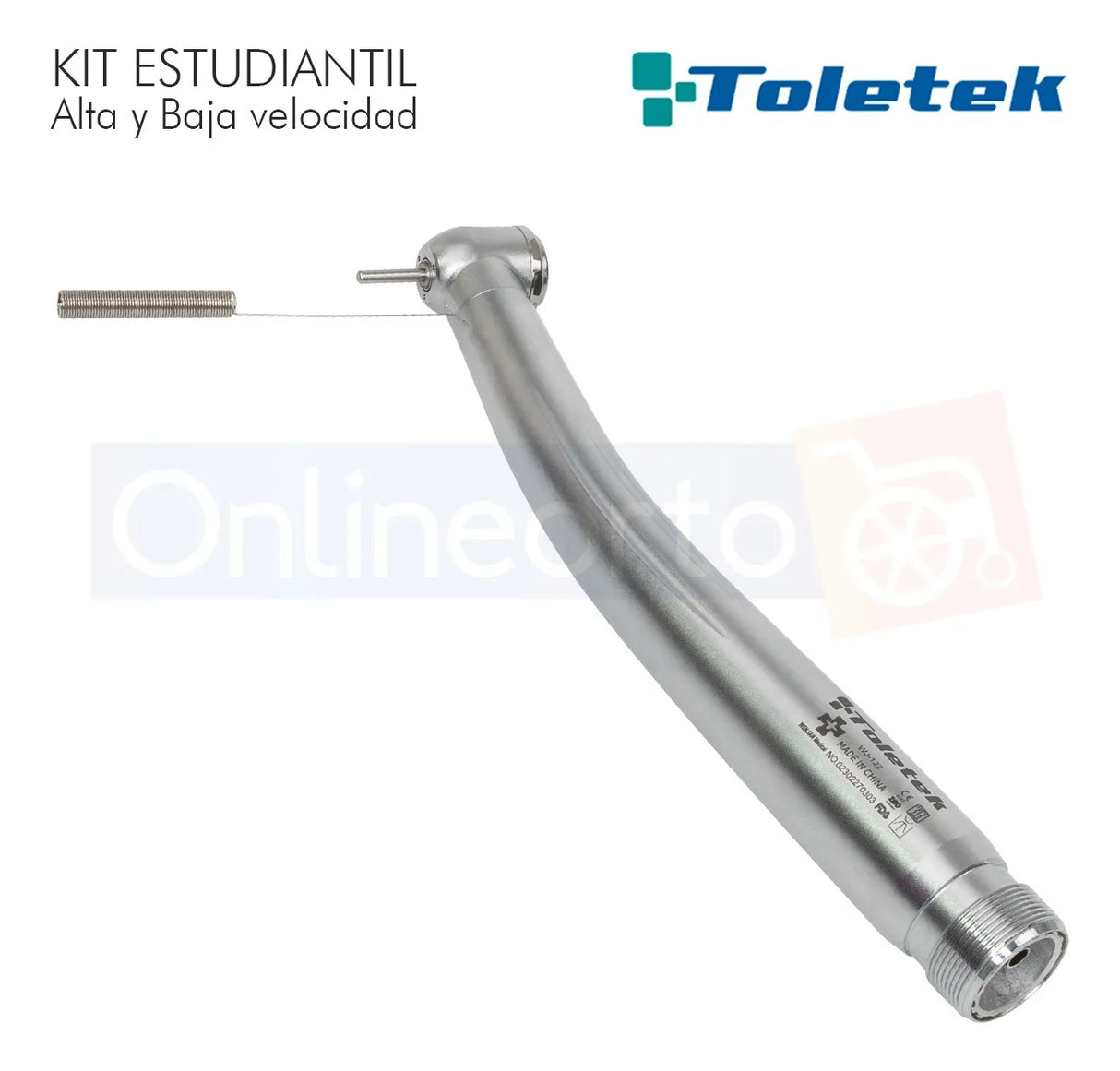 Kit Dental Profesional para Estudiantes Toletek con Motor Pieza de Alta y Baja Velocidad Recta y Contrángulo