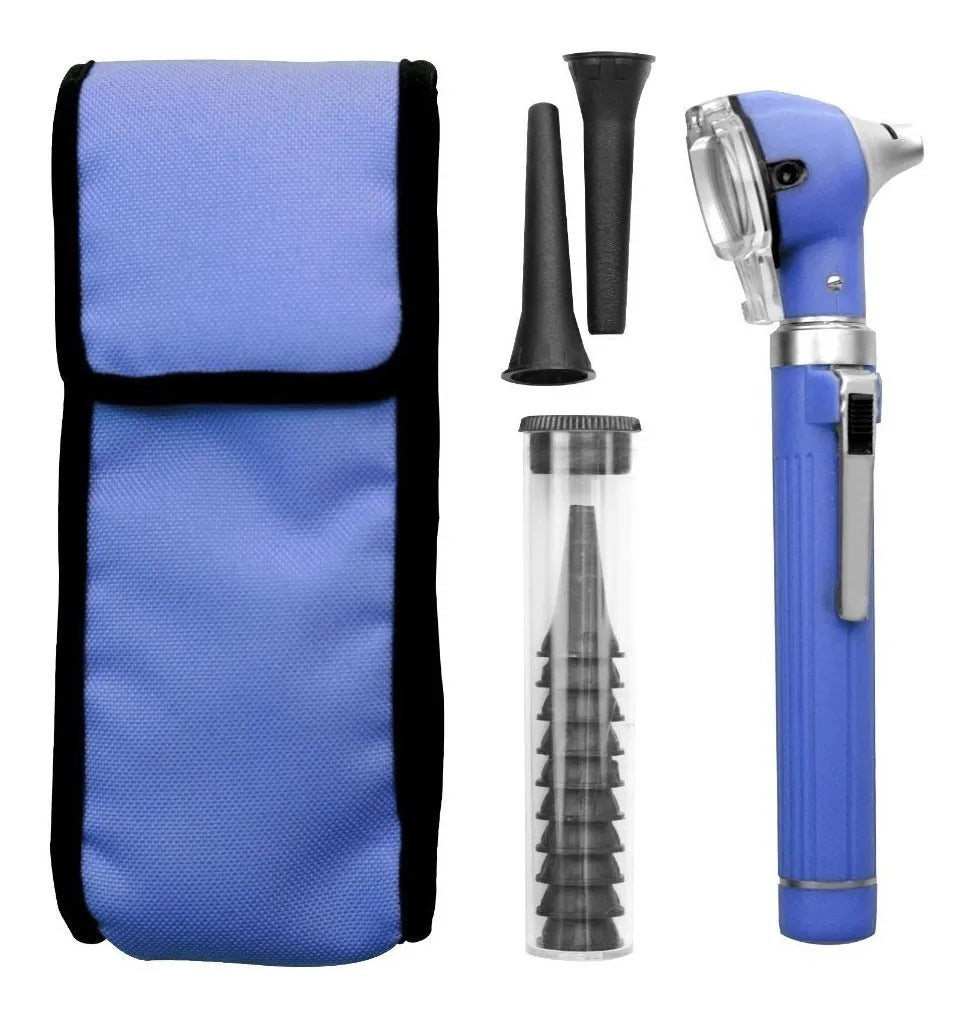 Otoscopio Grado Médico Mediglob con Luz LED Blanca 4000K Lupa Rotatoria 3x Estuche y Espéculos de Diagnóstico Clip ON/OFF