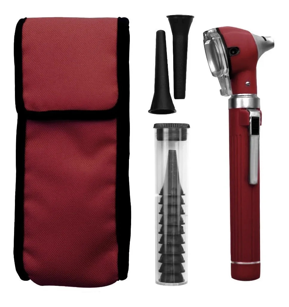 Otoscopio Grado Médico Mediglob con Luz LED Blanca 4000K Lupa Rotatoria 3x Estuche y Espéculos de Diagnóstico Clip ON/OFF