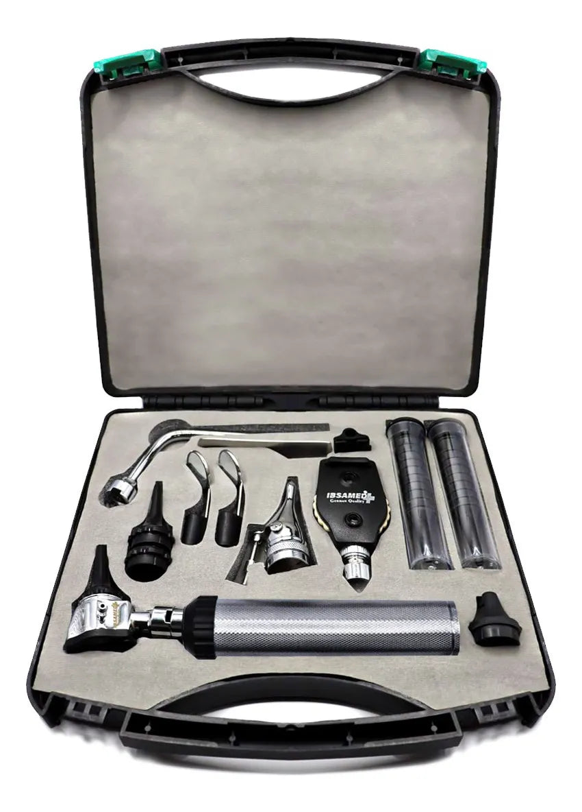 Estuche de Diagnóstico Médico Oftalmoscopio y Otoscopio Luz LED con Especulos, Depresor Lingual y Lámparas para Diagnóstico Médico