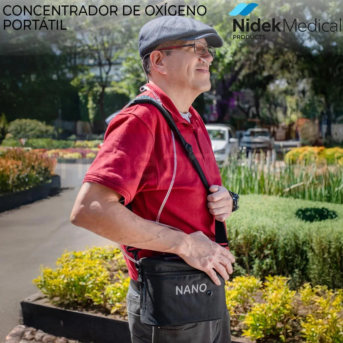 Nidek Nuvo Nano Z-855 Concentrador Portátil de Oxígeno con 5 Ajustes de Pulso Batería y Cargadores