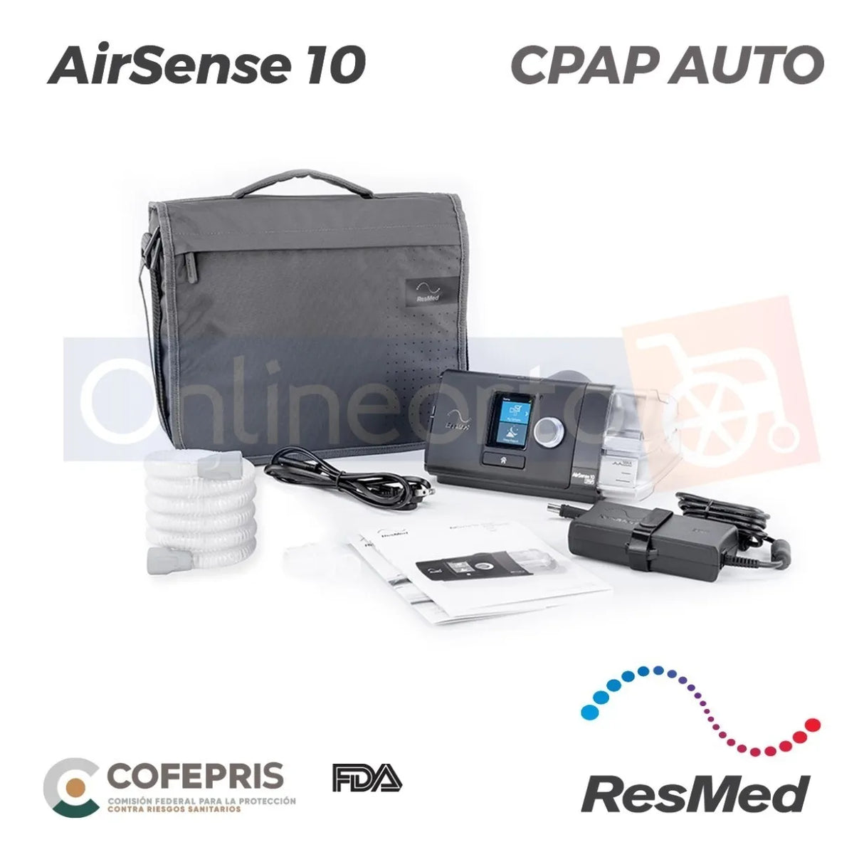 CPAP Automático ResMed AirSense 10 AutoSet con Humidificador Integrado para Tratamiento de Apnea del Sueño y Ronquidos