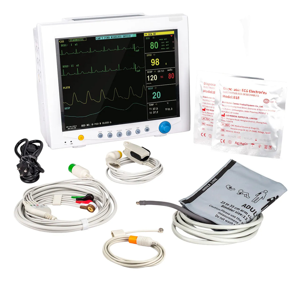 Monitor de Paciente CMS7000 con pantalla LCD TFT de 12.1”, lectura clara de signos vitales y diseño compacto ideal para uso clínico.