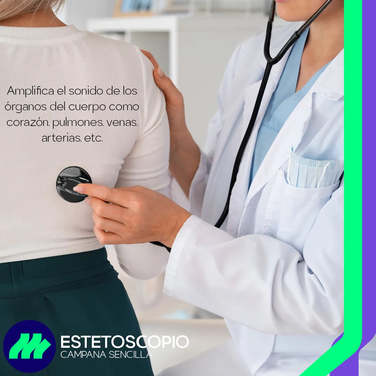 Estetoscopio Médico Contec SC12 Campana Sencilla Ergonomía Profesional Alta Sensibilidad Acústica Uso Clínico en Hospitales y Clínicas