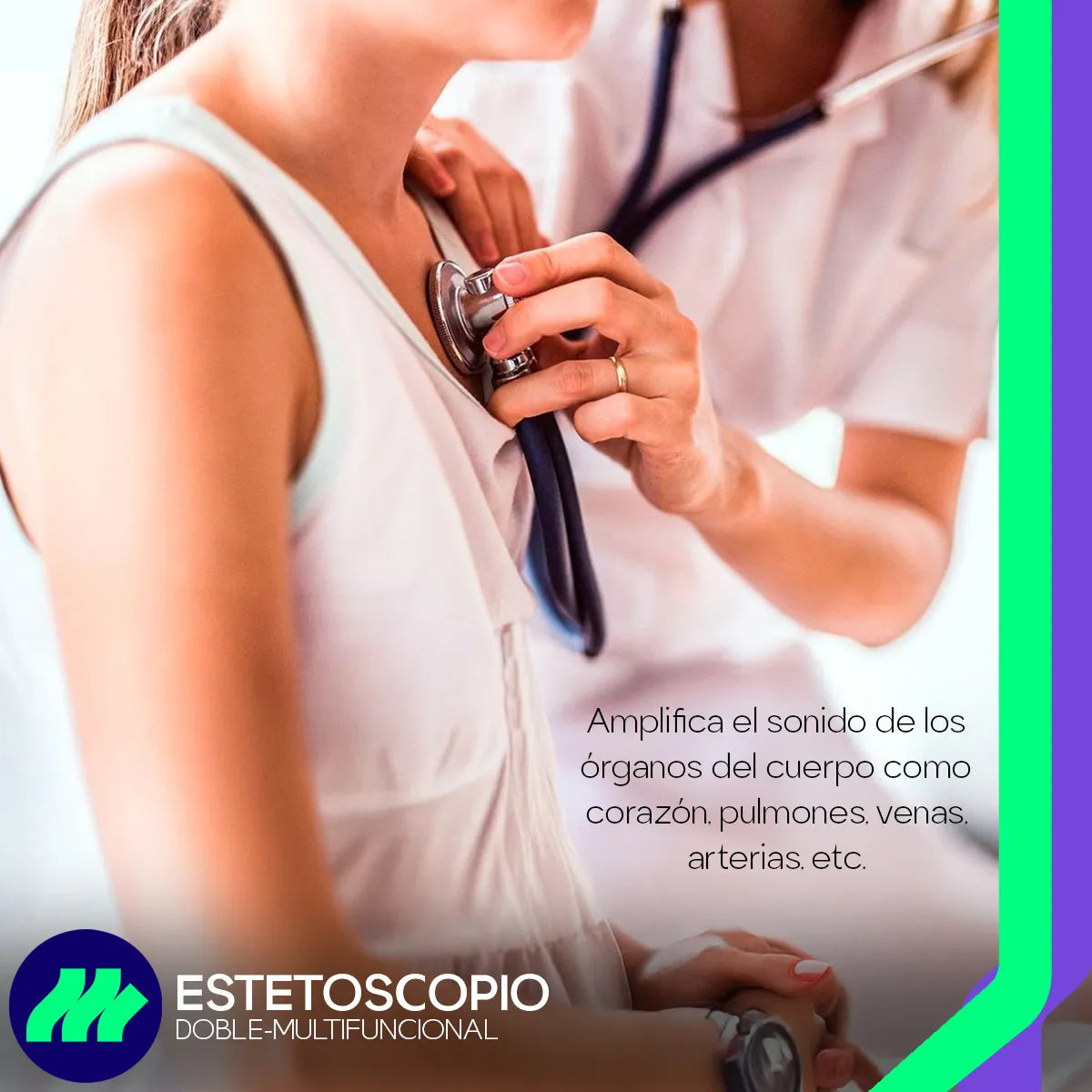 Estetoscopio Médico Contec SC32 Doble Campana Adulto y Pediátrico Tubo Doble PVC Alta Sensibilidad Diagnóstico Clínico Preciso
