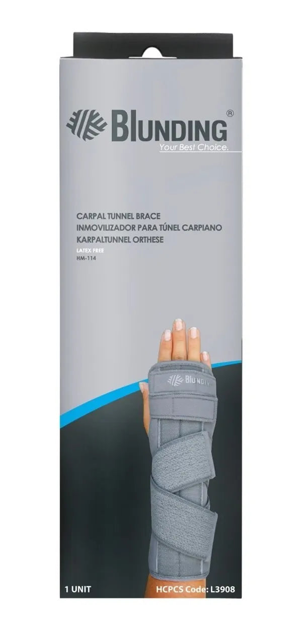 Inmovilizador para Túnel Carpiano Ambidiestro Blunding con Férula de Aluminio Soporte Ortopédico Ergonómico y Ajuste de Lujo Material Hipoalergénico