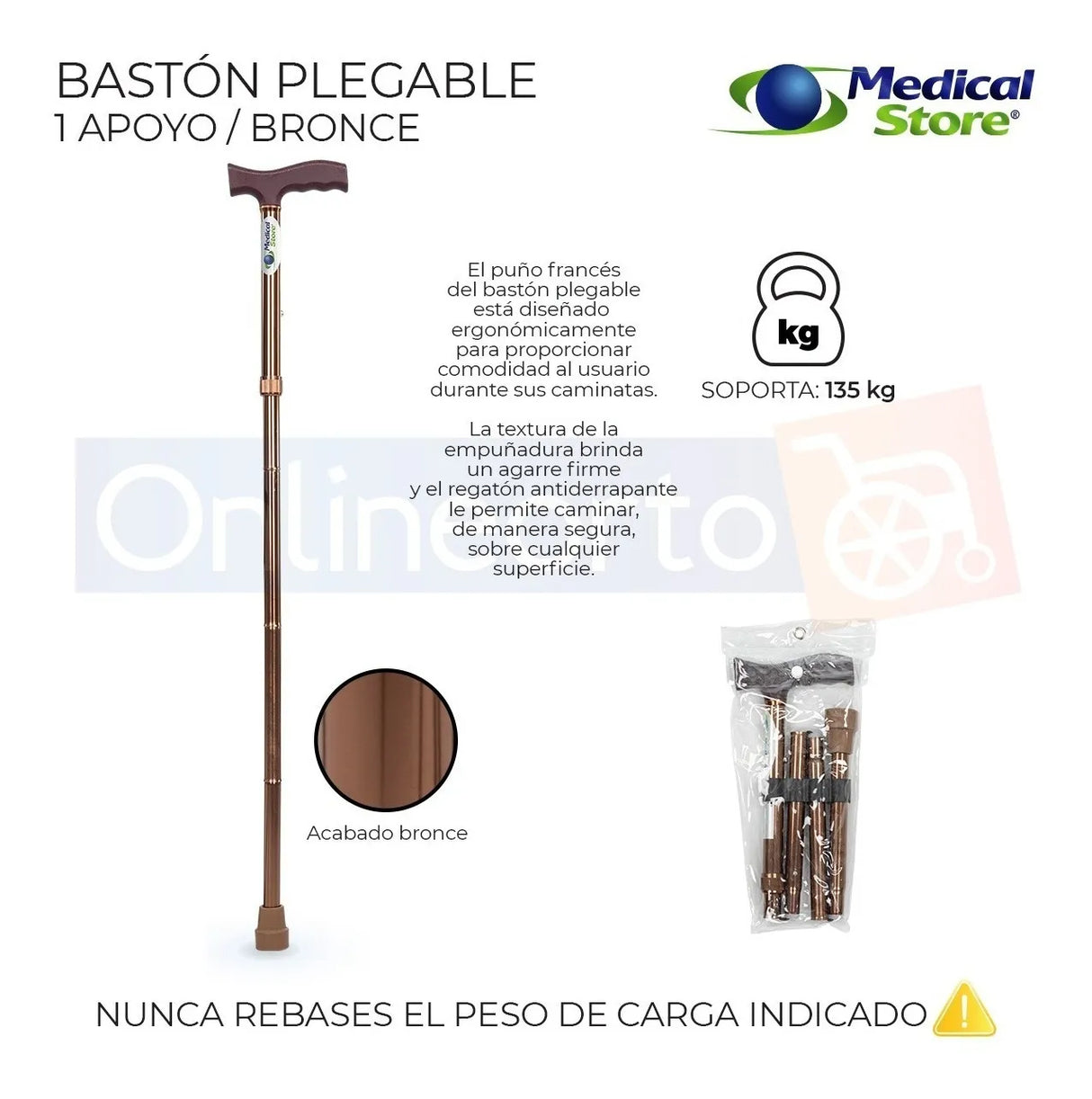 Ajuste de altura del Bastón Plegable de Lujo de 76 a 99 cm