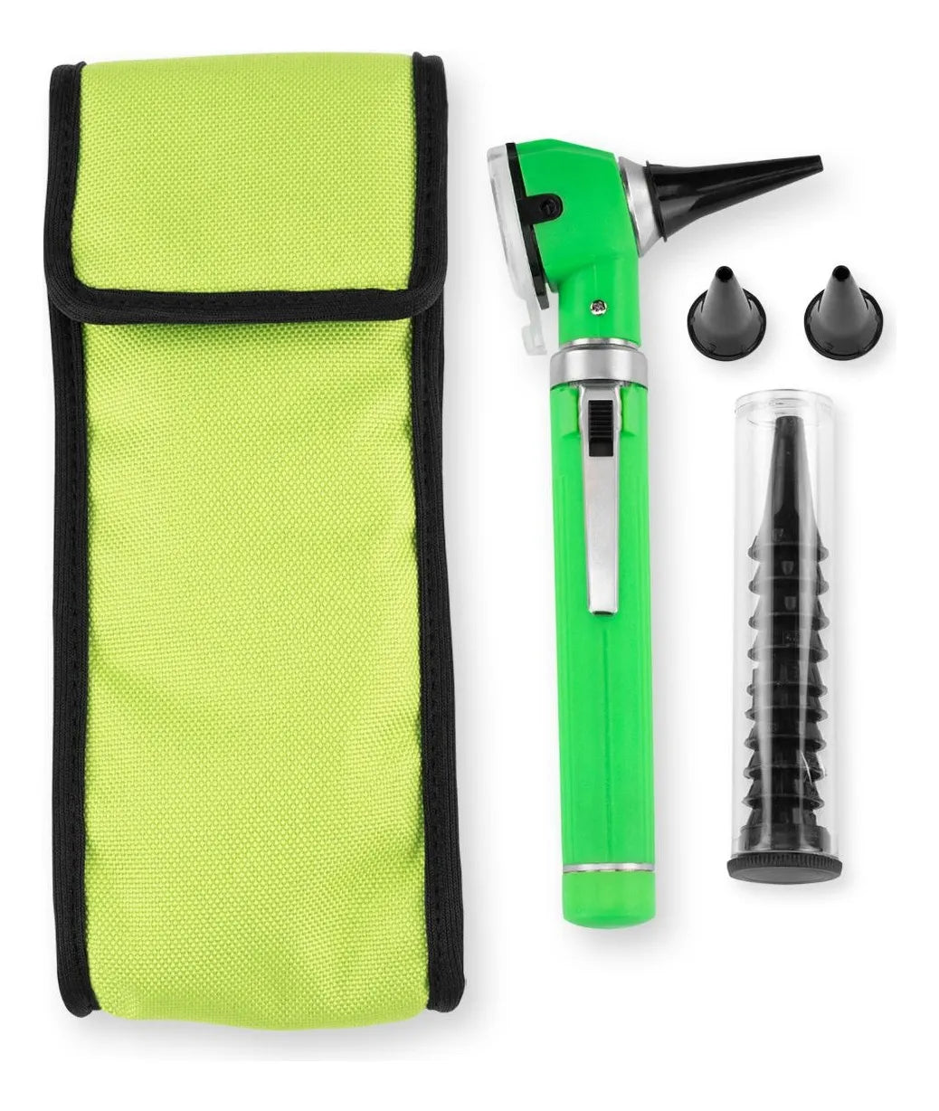 Otoscopio Grado Médico Mediglob con Luz LED Blanca 4000K Lupa Rotatoria 3x Estuche y Espéculos de Diagnóstico Clip ON/OFF