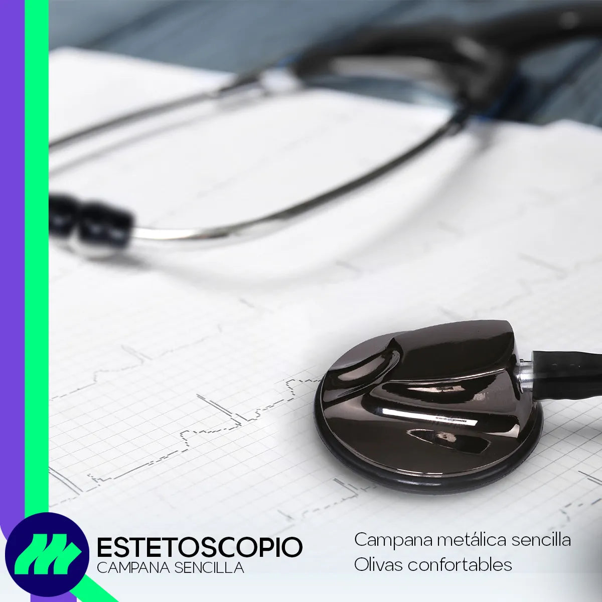 Estetoscopio Médico Contec SC12 Campana Sencilla Ergonomía Profesional Alta Sensibilidad Acústica Uso Clínico en Hospitales y Clínicas