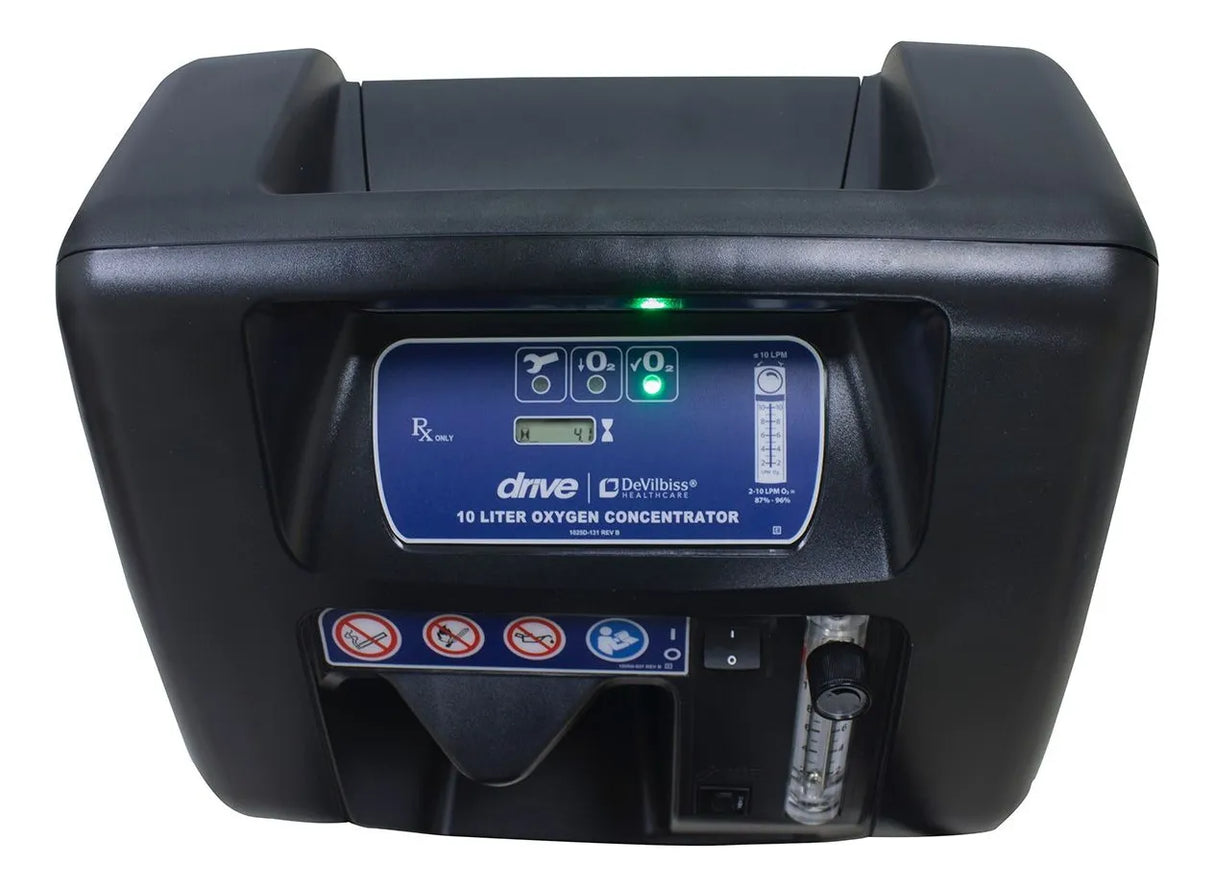 Concentrador de Oxígeno 10L DeVilbiss con conexión segura para cánula nasal y salida de oxígeno confiable.