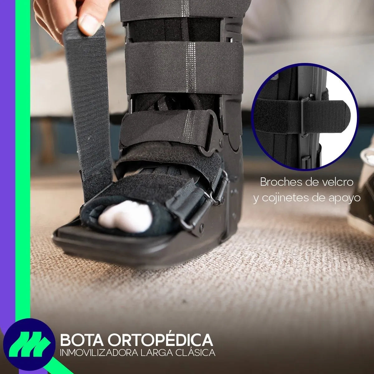 Sistema de balancín de la suela que simula la marcha natural en la bota ortopédica inmovilizador de tobillo.
