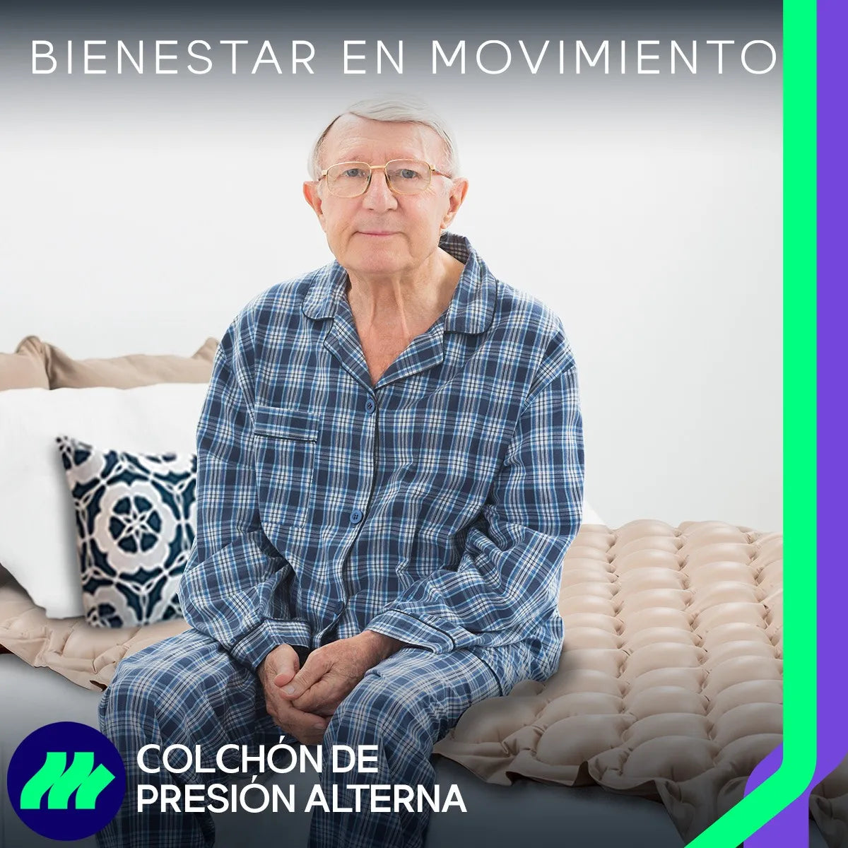 Control del compresor del colchón antiescaras de presión alterna mostrando los niveles de ajuste de firmeza.