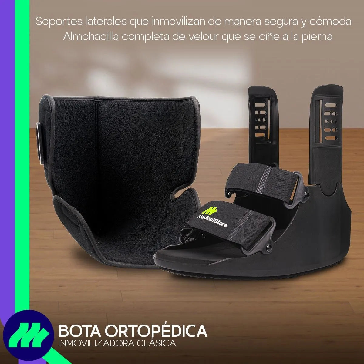 Comparativa de tallas de bota inmovilizadora tobillo corta (chica, mediana, grande)