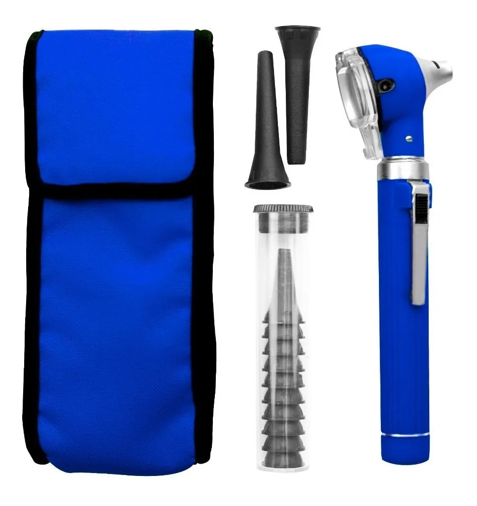 Otoscopio Grado Médico Mediglob con Luz LED Blanca 4000K Lupa Rotatoria 3x Estuche y Espéculos de Diagnóstico Clip ON/OFF