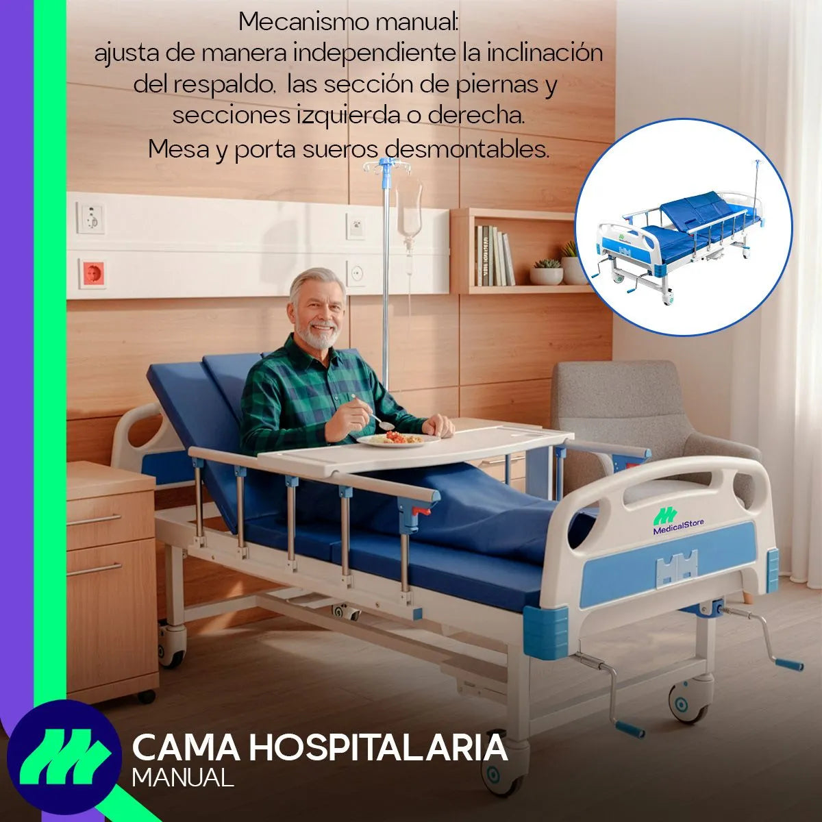 Colchón seccionado impermeable y transpirable, ideal para cuidados prolongados y máximo confort del paciente