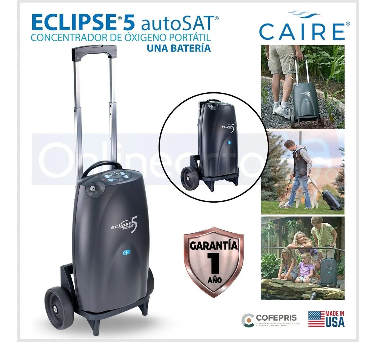 Concentrador de Oxígeno Portátil Sequal Eclipse Hibrido 1 bateria