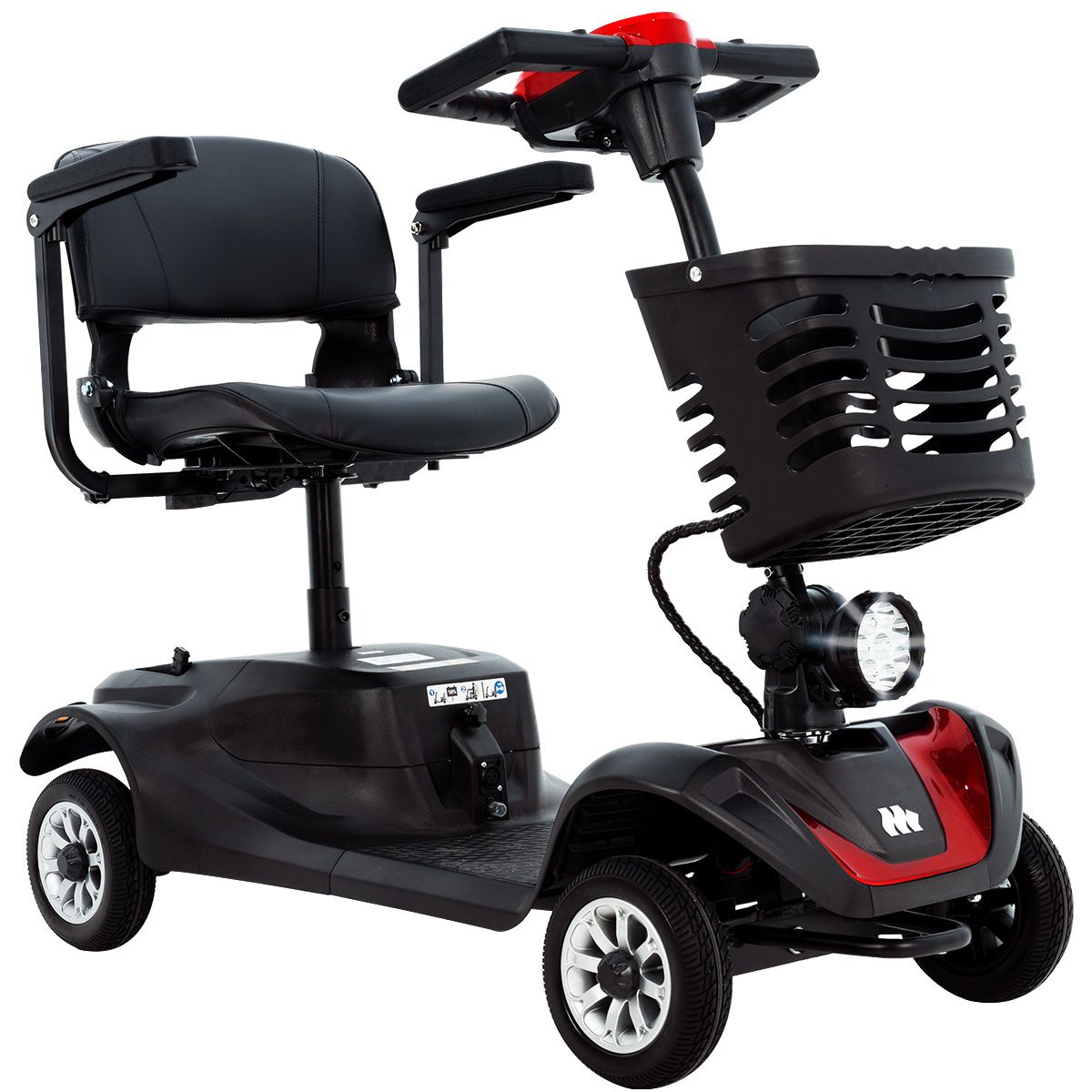 Silla de ruedas eléctrica scooter 4 ruedas asiento ajustable, ideal para movilidad segura y cómoda en interiores y exteriores.