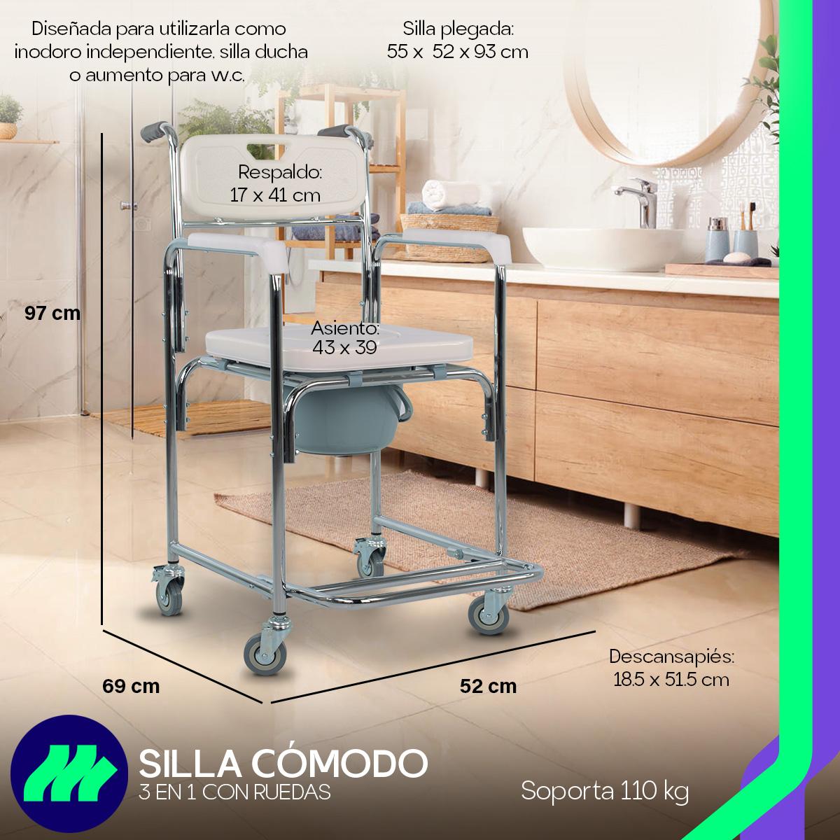 Silla Comodo Ducha Aumento Para Wc Baño 3 En 1 Medical Store