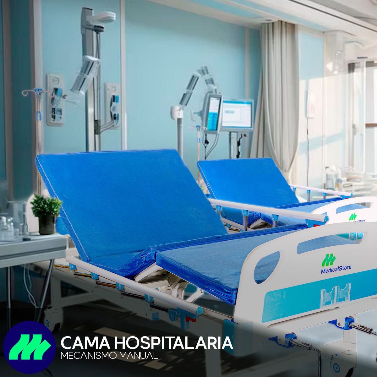 Cama Hospitalaria Manual Porta Suero 4 Ganchos Mesa Color Blanco Colchón Impermeable Mesa Ajustable Barandales Abatibles Cabecera Y Piecera Desmontables Ruedas Con Freno