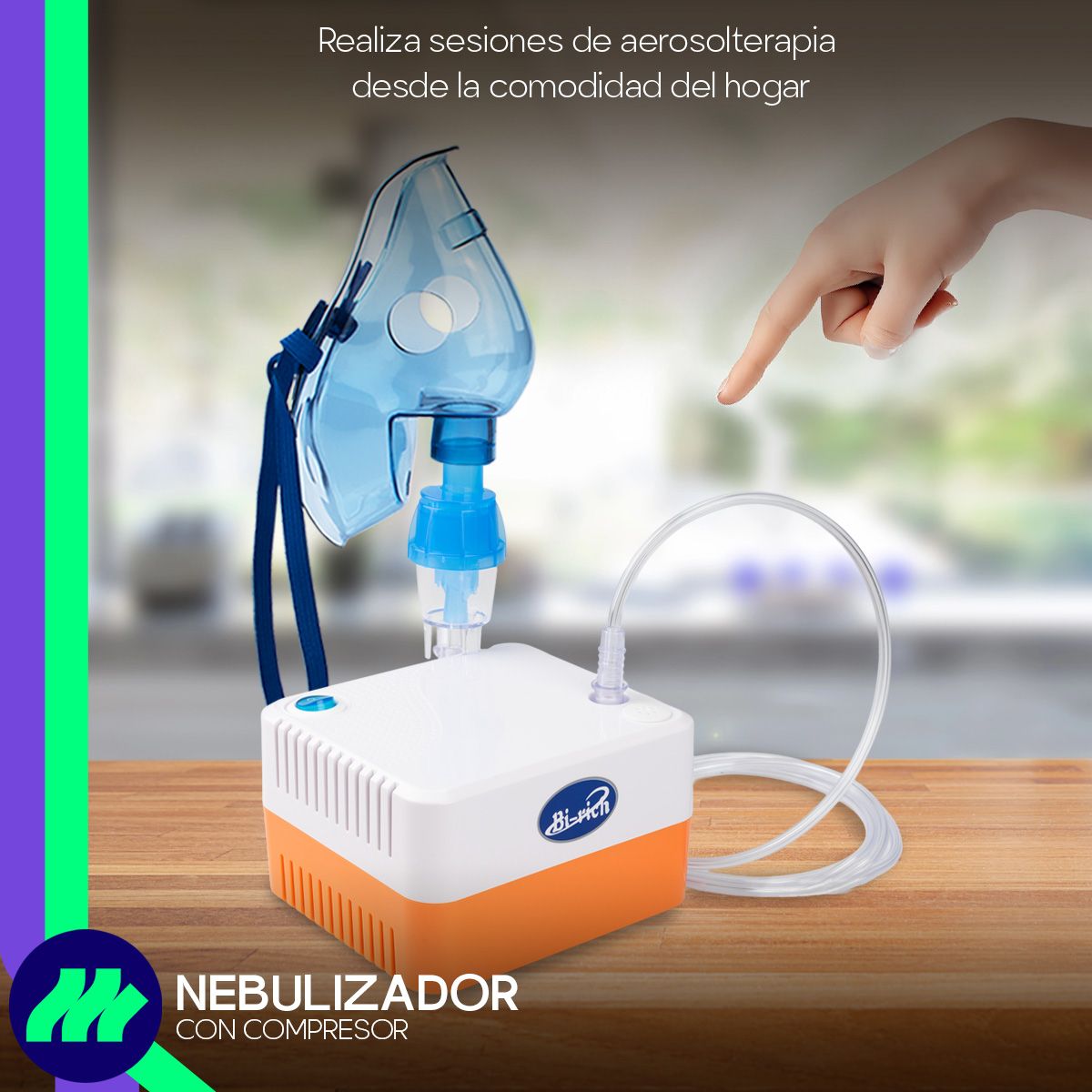 Mascarilla para adulto incluida con el Nebulizador Médico Portátil, ajustable y libre de látex para mayor comodidad.