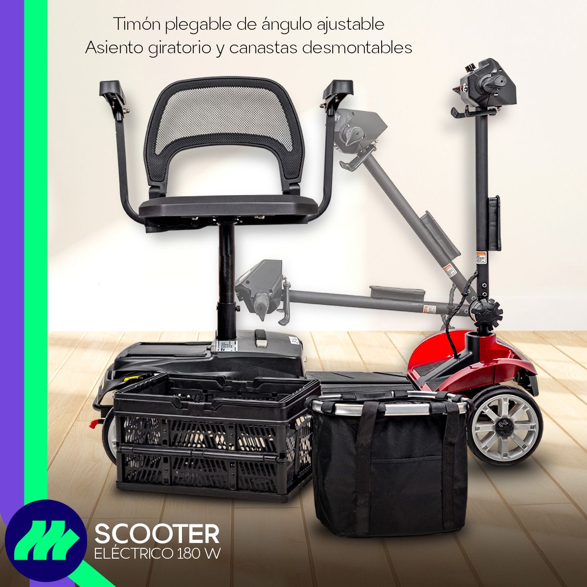 Scooter eléctrico 4 ruedas plegable en exteriores