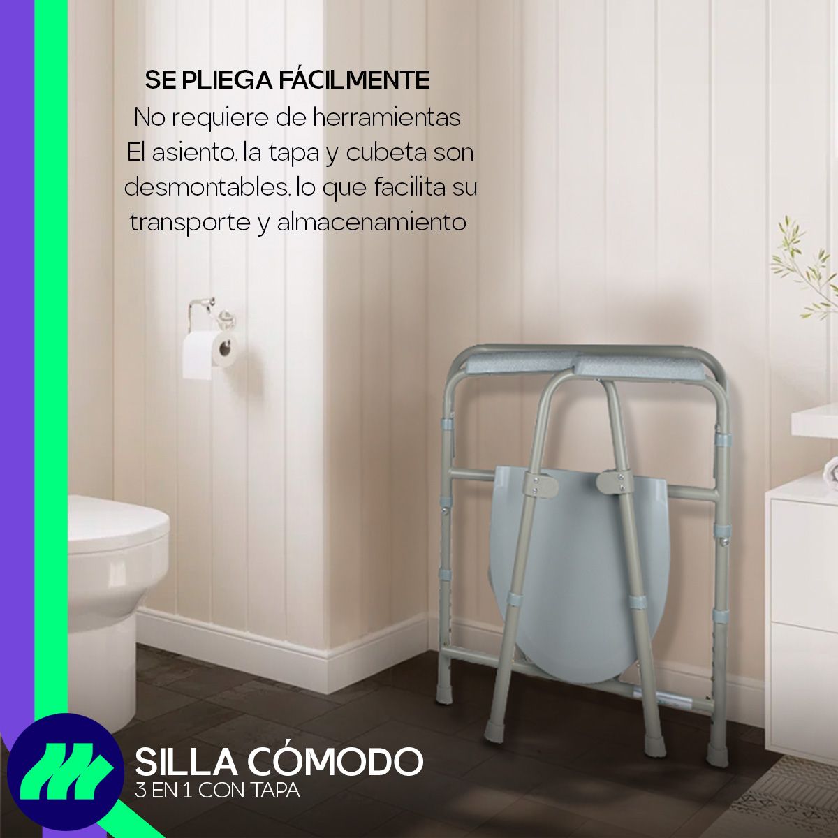 Silla Comodo 3 En 1 Wc Silla Ducha Aumento Baño Adultos Mayores Medicalstore Confrtable Plegable
