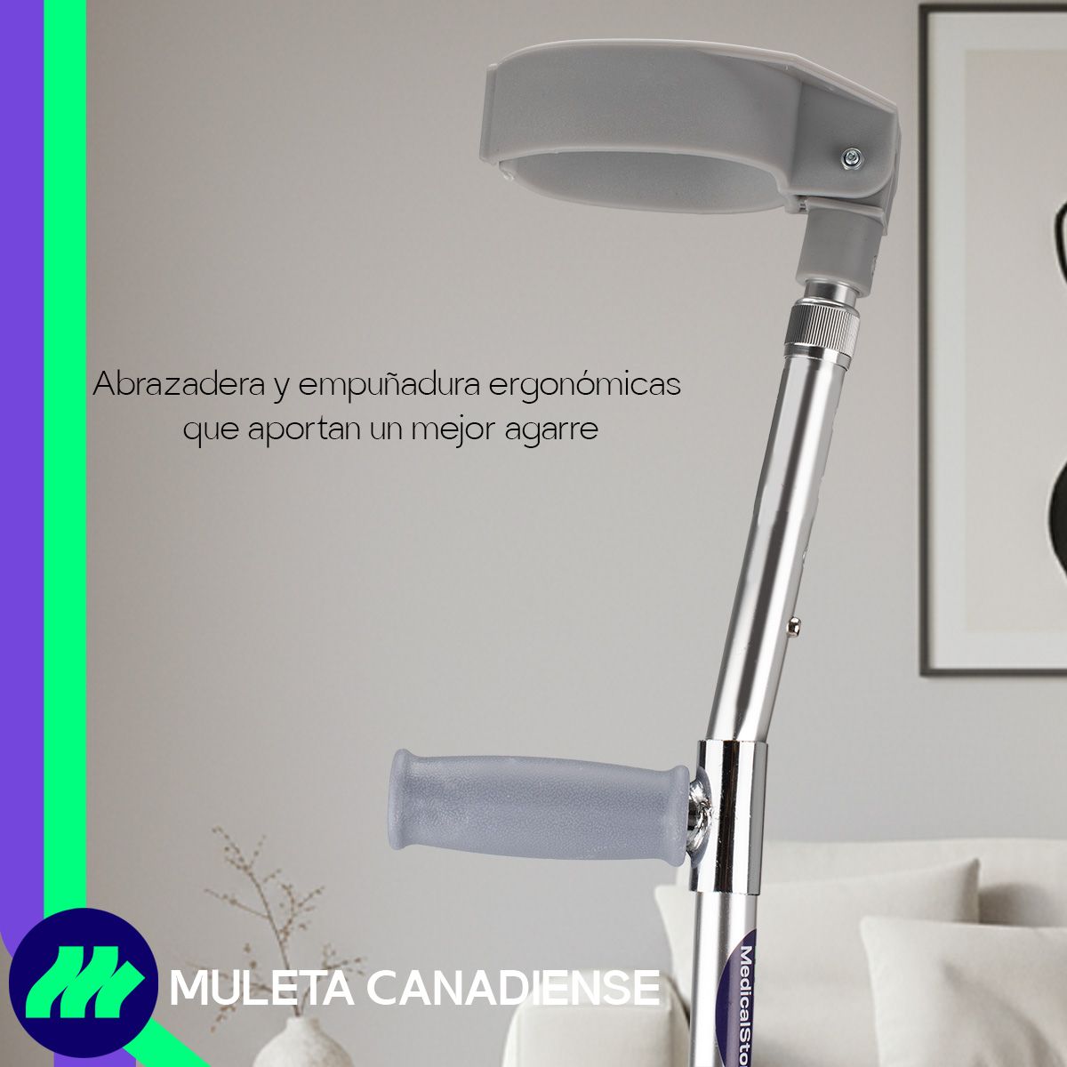 Detalle del sistema de ajuste con 14 niveles de altura para adaptarse a diferentes estaturas.