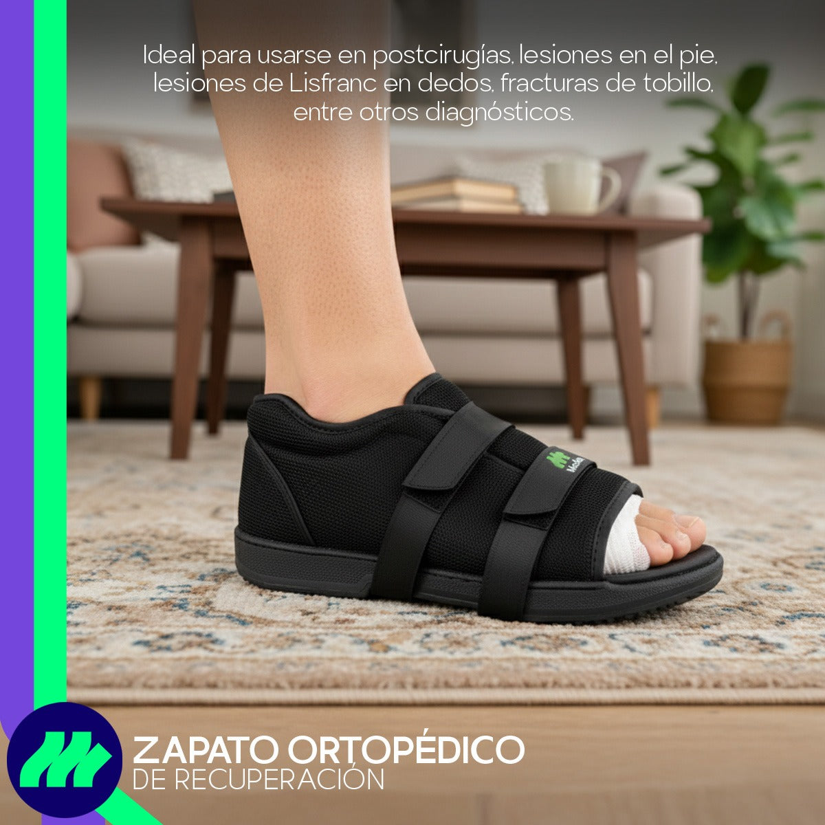 Zapato Ortopédico Recuperación Punta Redonda Antideslizante