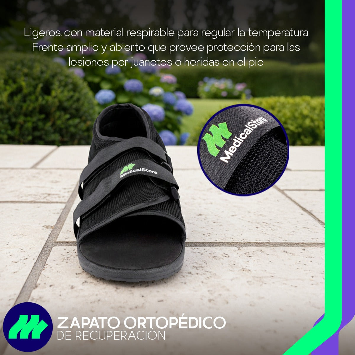 Zapato Ortopédico Recuperación Punta Redonda Antideslizante