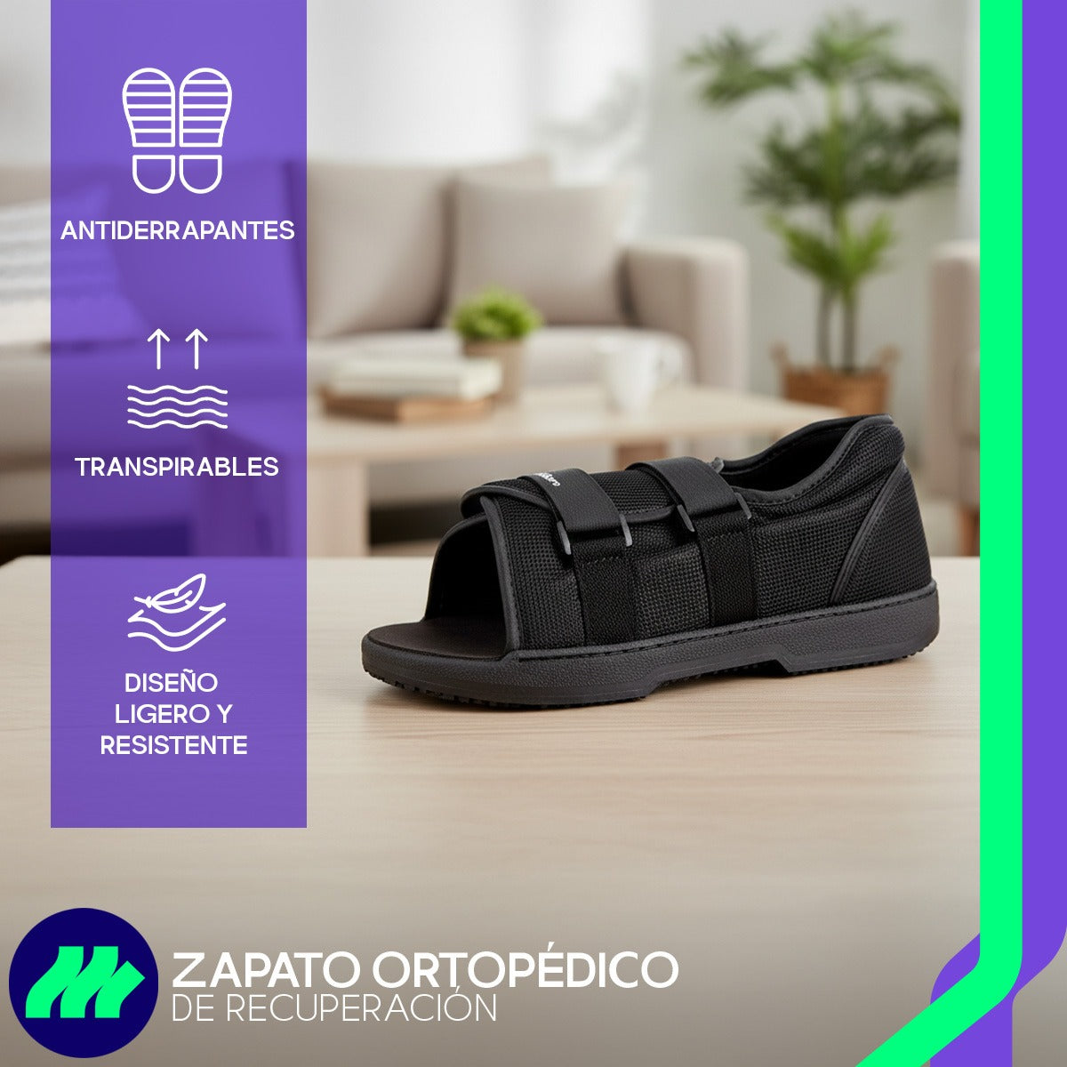 Zapato Ortopédico Recuperación Punta Redonda Antideslizante