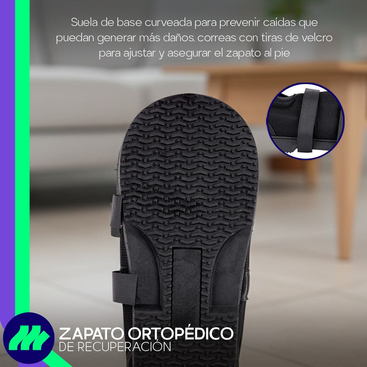 Zapato Ortopédico Recuperación Punta Redonda Antideslizante