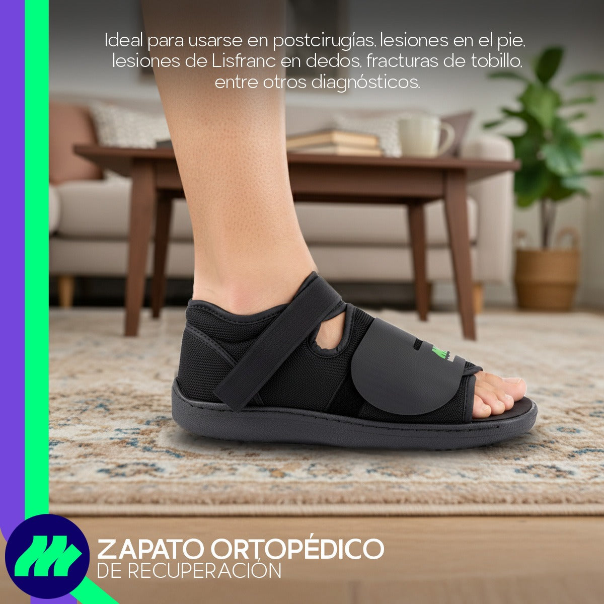 Zapato Ortopedico Recuperacion Punta Cuadrada Antideslizante