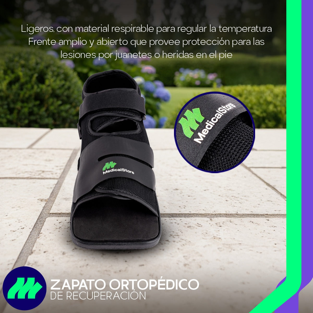 Zapato Ortopedico Recuperacion Punta Cuadrada Antideslizante