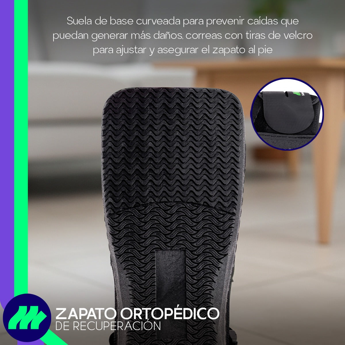 Zapato Ortopedico Recuperacion Punta Cuadrada Antideslizante