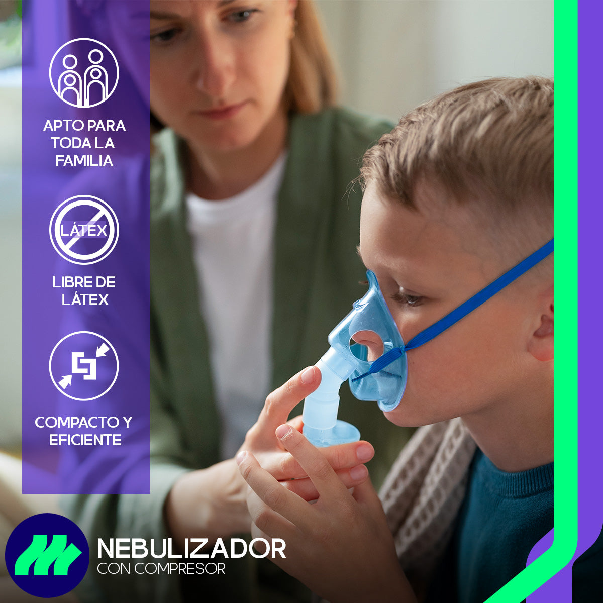 Boquilla y nariguera del nebulizador Bi-Rich, accesibles y fáciles de limpiar, garantizando comodidad durante la terapia respiratoria.